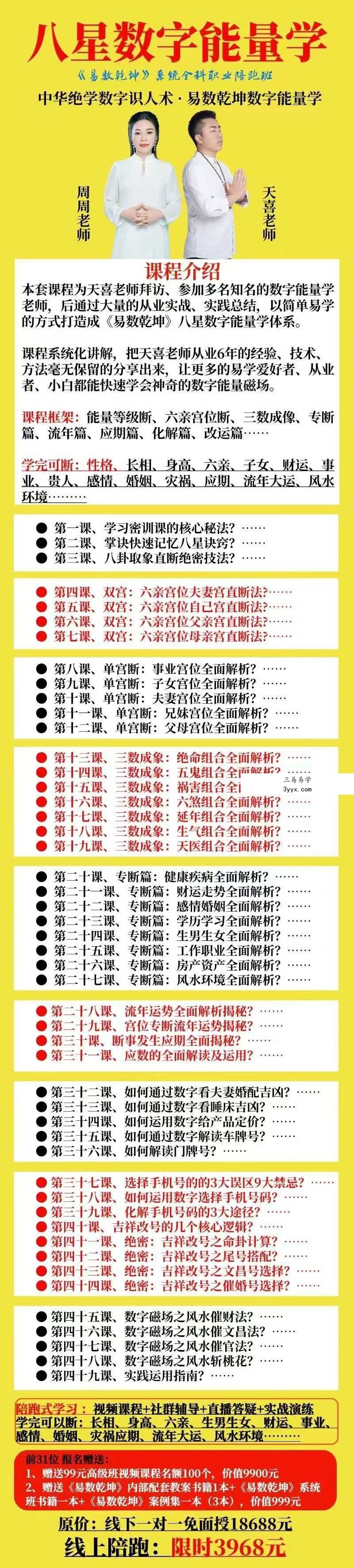 司天喜 八星数字能量学《易数乾坤》系统全科职业班48集+课件 课程封面