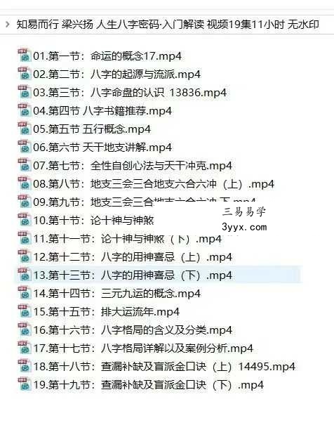 知易而行 梁兴扬《 人生八字密码·入门解读》19集 课程封面