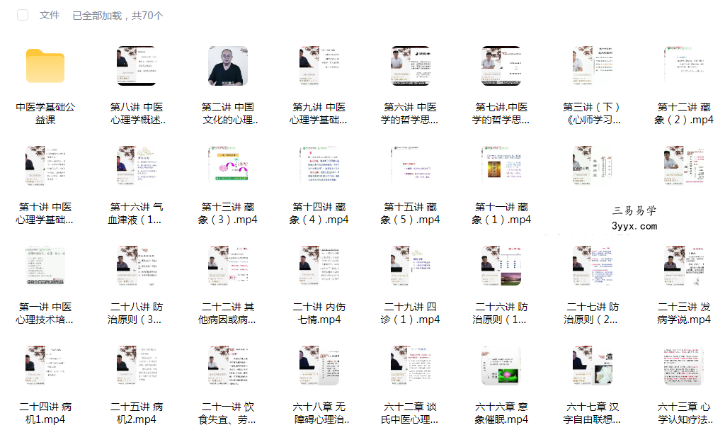 刘毕勇 中医心理系列精品视频（高级班）89集 课程封面