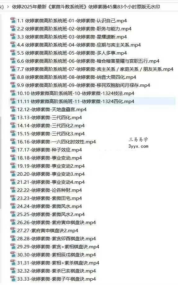 依婷2025年最新《紫微斗数系统班》45集 课程封面