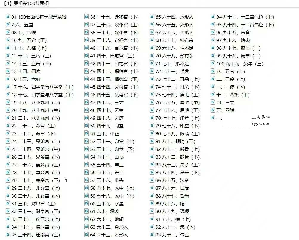 吴明光《面相课》100集视频 课程封面