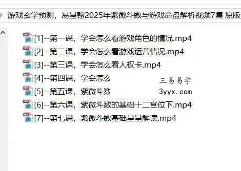 易星翰紫微斗数与游戏命盘解析 游戏预测学7集视频 课程封面