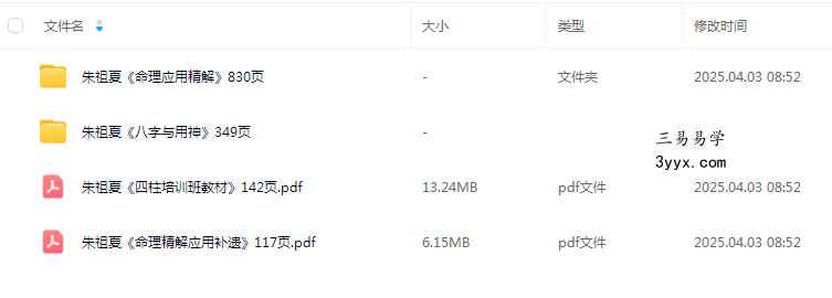 朱祖夏 四柱八字书籍4本合集 课程封面