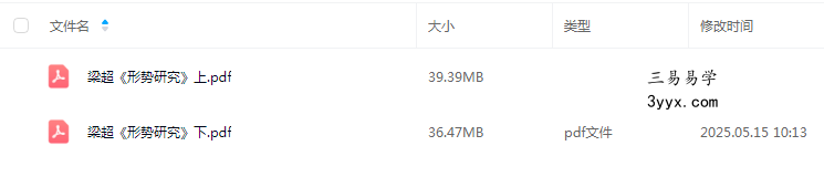 梁超《形势研究》上册+下册 408页 课程封面
