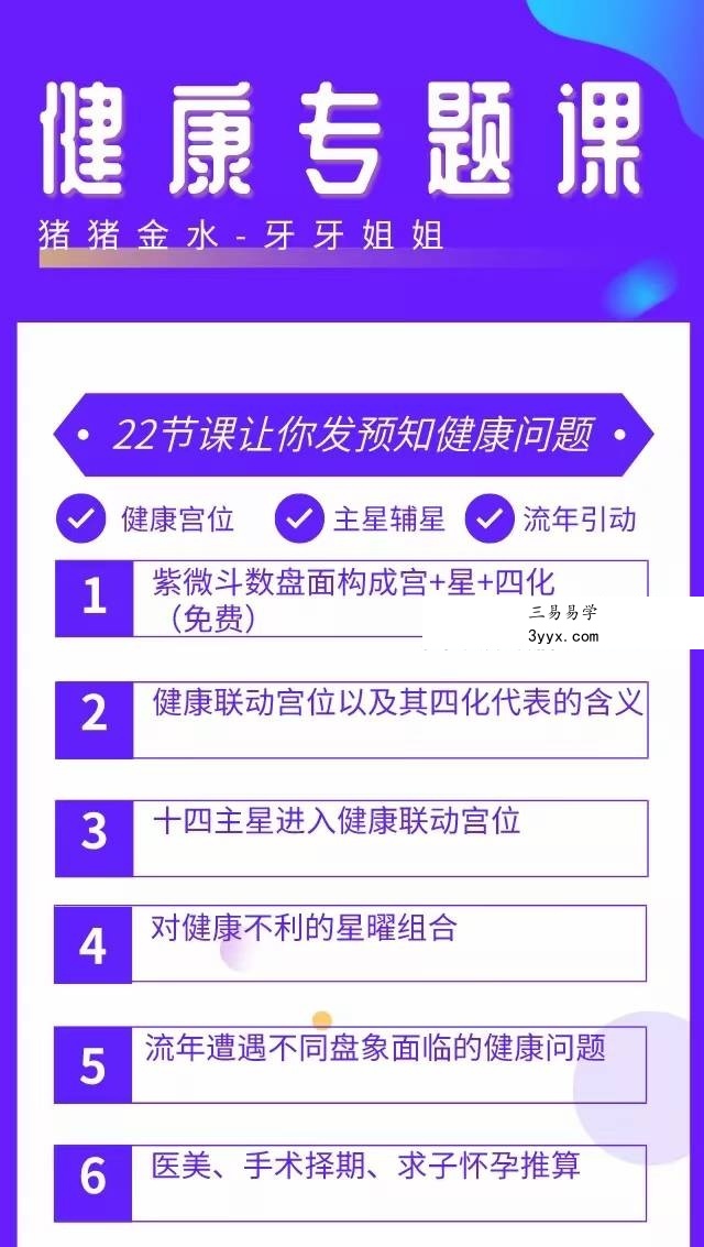 猪猪金水 紫微斗数健康专题 音频 22集 课程封面