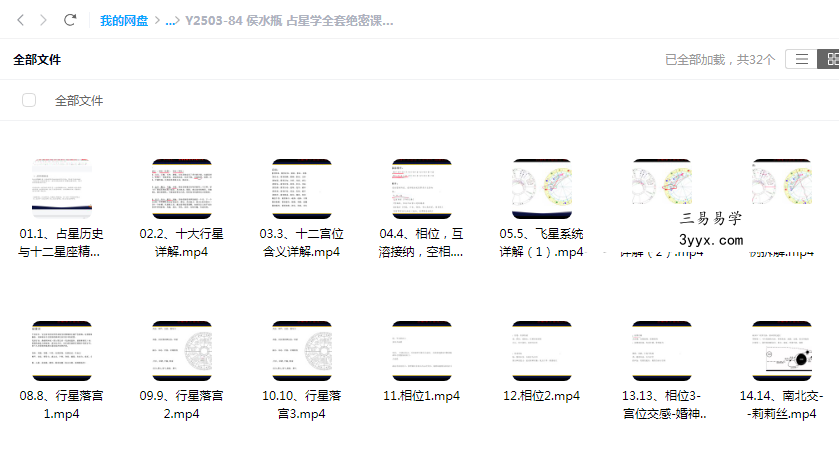 侯水瓶 占星学全套绝密课程32集 课程封面