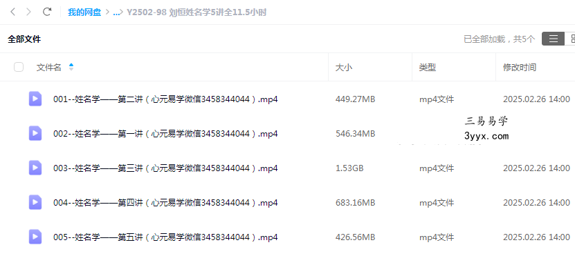 刘恒姓名学5讲全11.5小时 课程封面