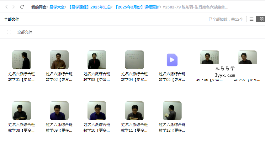 陈龙羽-生肖姓名六派綜合班講座錄像12 课程封面