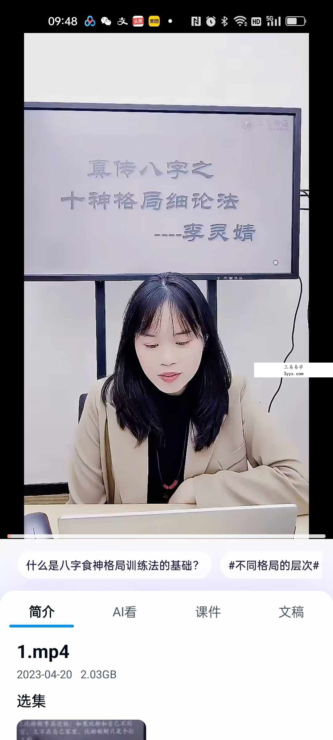 夏光明弟子 李灵婧《真传八字之十神格局细论法》1集视频约3.5小时 课程封面