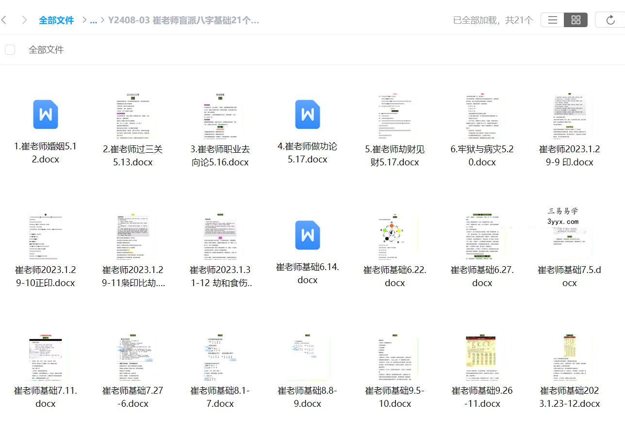 崔老师盲派八字基础21个文档 课程封面