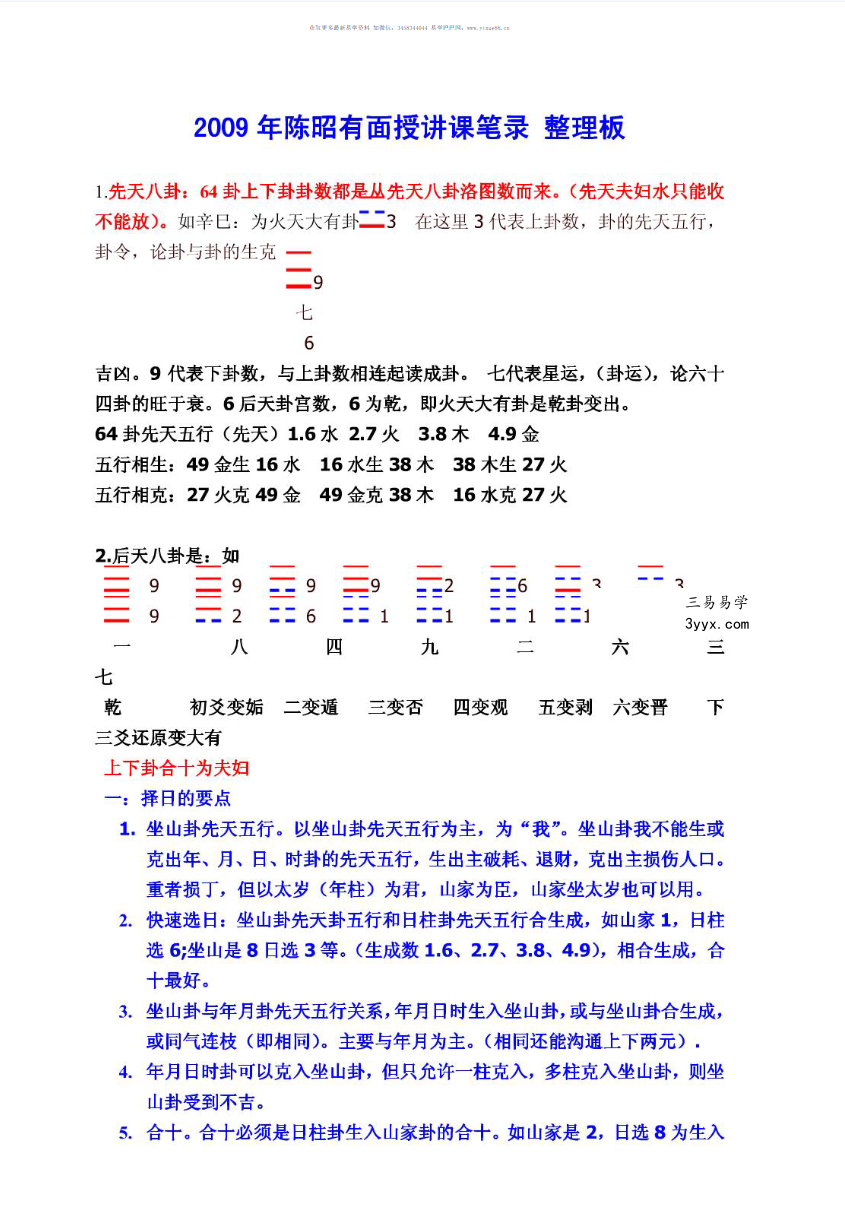 2009年陈昭有面授讲课笔录 整理版10页 课程封面