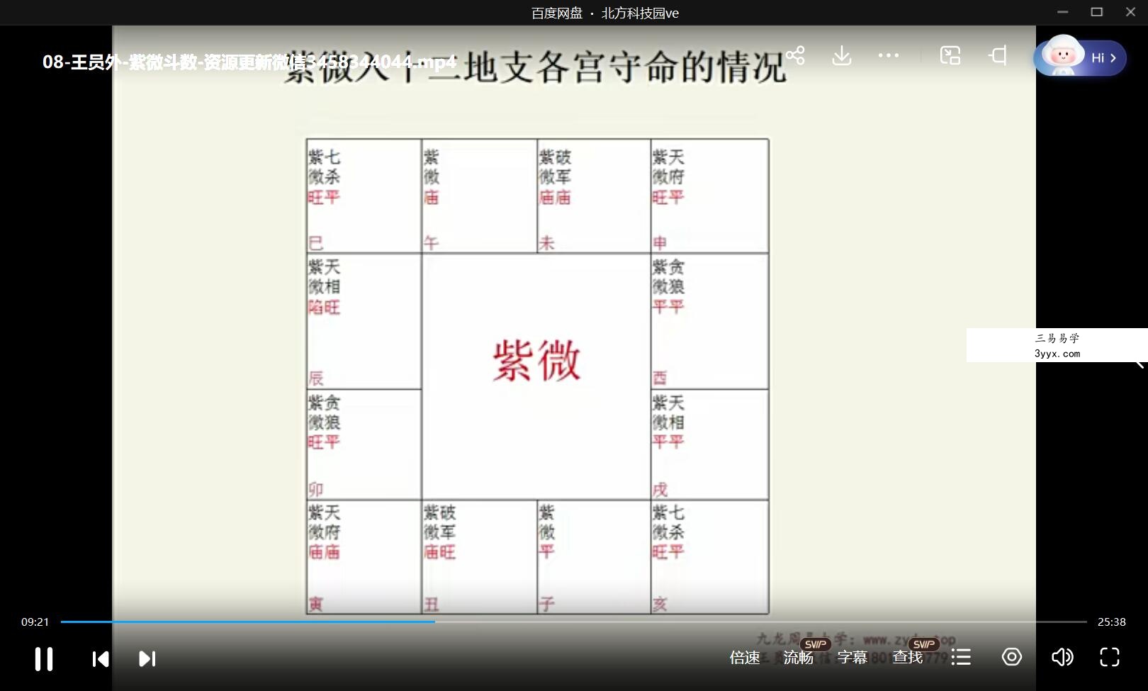 九龙道长推荐 王员外 紫微斗数课程40集视频 课程封面
