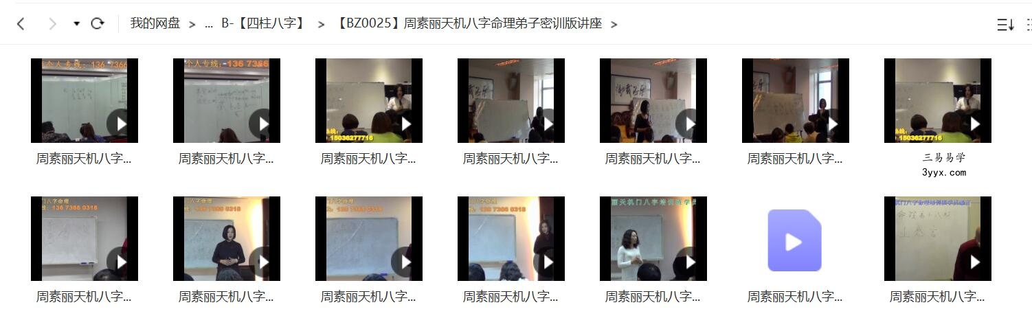 周素丽天机八字命理弟子密训版讲座视频14集 夸克网盘下载! 课程封面