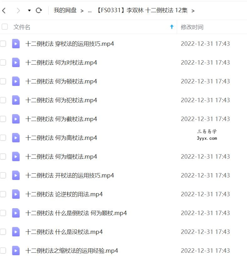 李双林 十二倒杖法 12集 夸克网盘下载 课程封面