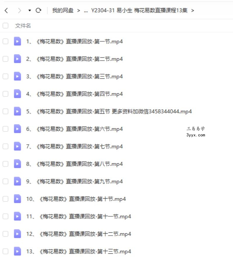 易小生 梅花易数直播课程13集 课程封面