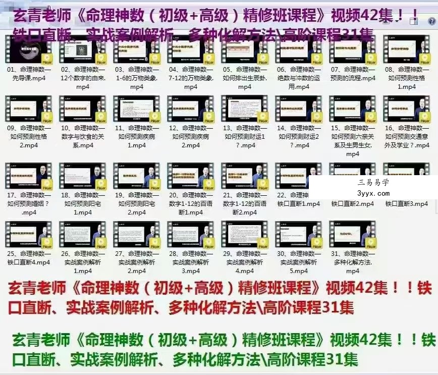 玄青老师命理神数(初级+高级)42集 课程封面