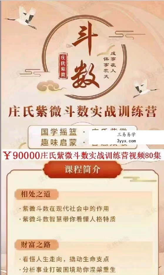 国学摇篮 庄氏紫微斗数实战训练营视频80集 课程封面