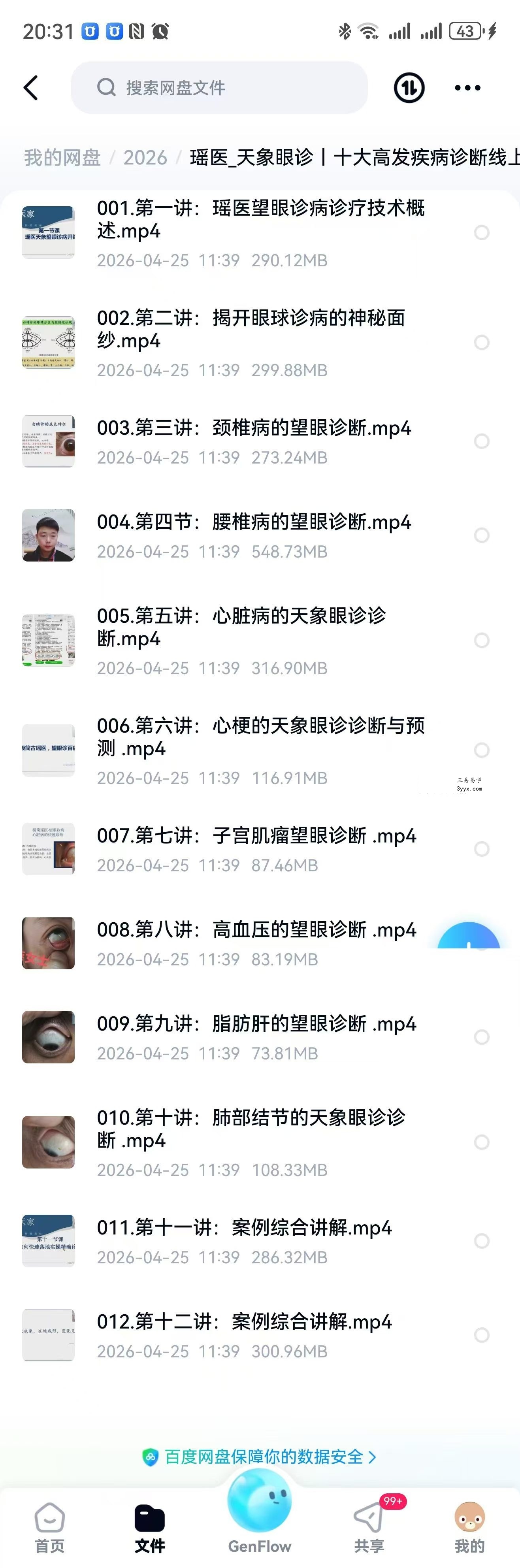 瑶医 天象眼诊丨十大高发疾病诊断线上课12集视频 资料图片
