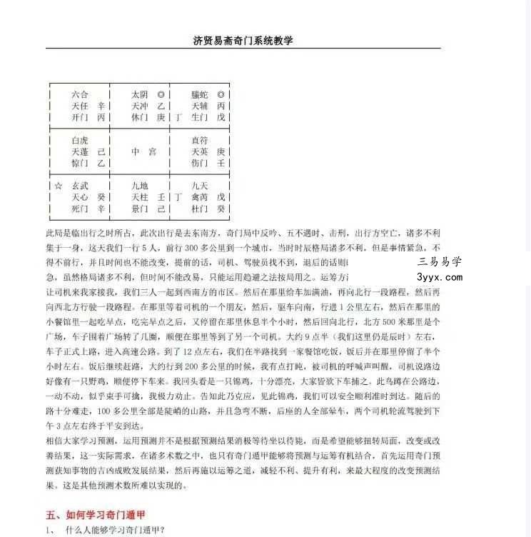 济贤易斋奇门系统教学高级班讲义 454页 资料图片