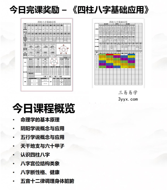 不工《四柱八字命理特训营》5集视频+文档 资料图片