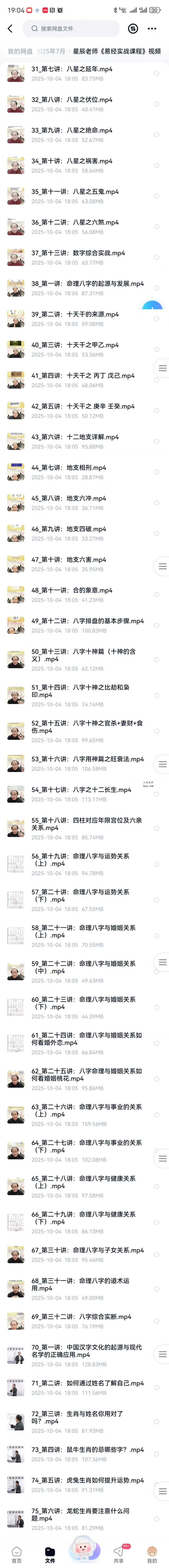 星辰老师《易经实战课程》93集视频 资料图片
