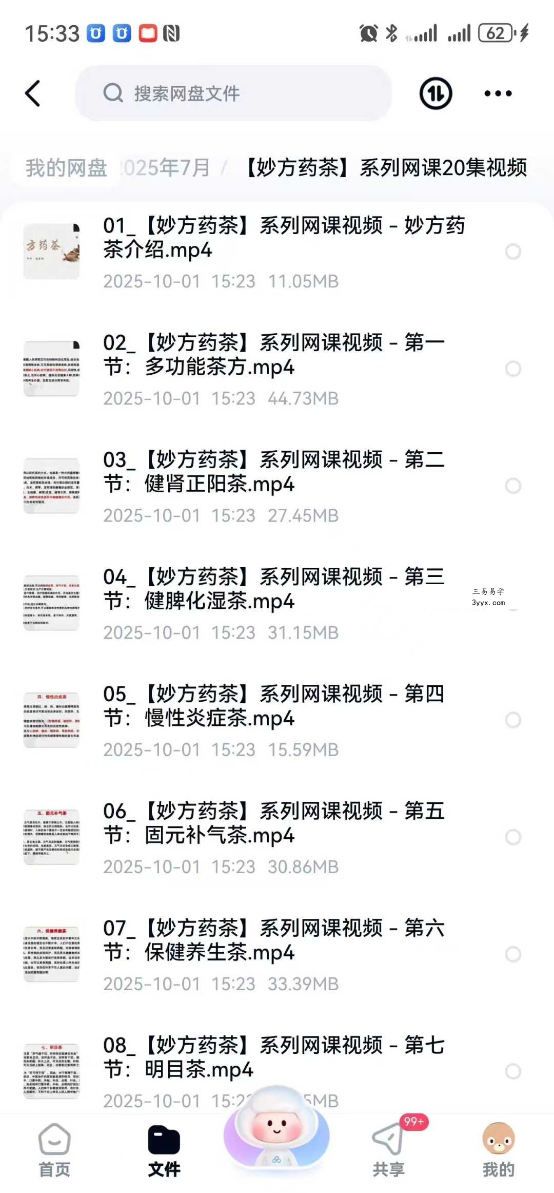 杨保琳【妙方药茶】系列网课20集视频 资料图片
