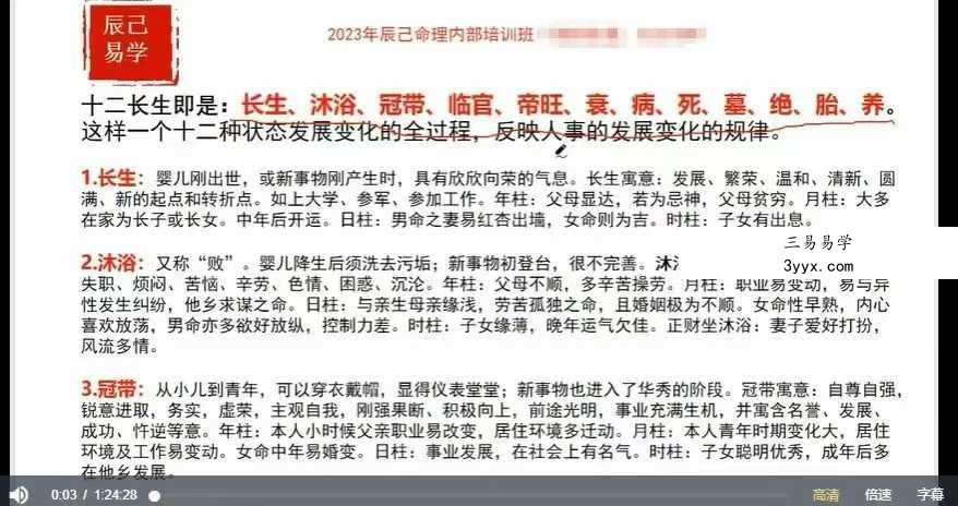辰己易学八字传承系统课 资料图片