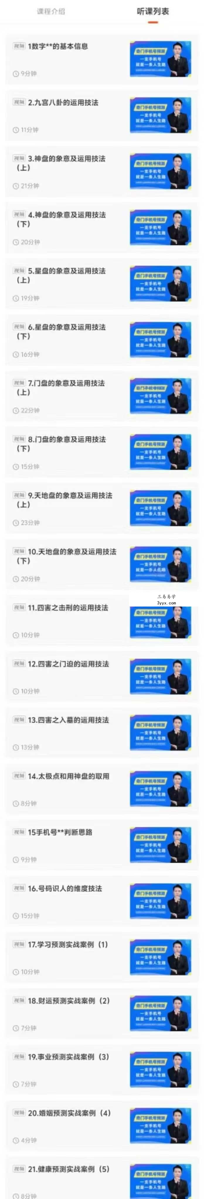 数字奇门手机号预测技法教程21集 资料图片
