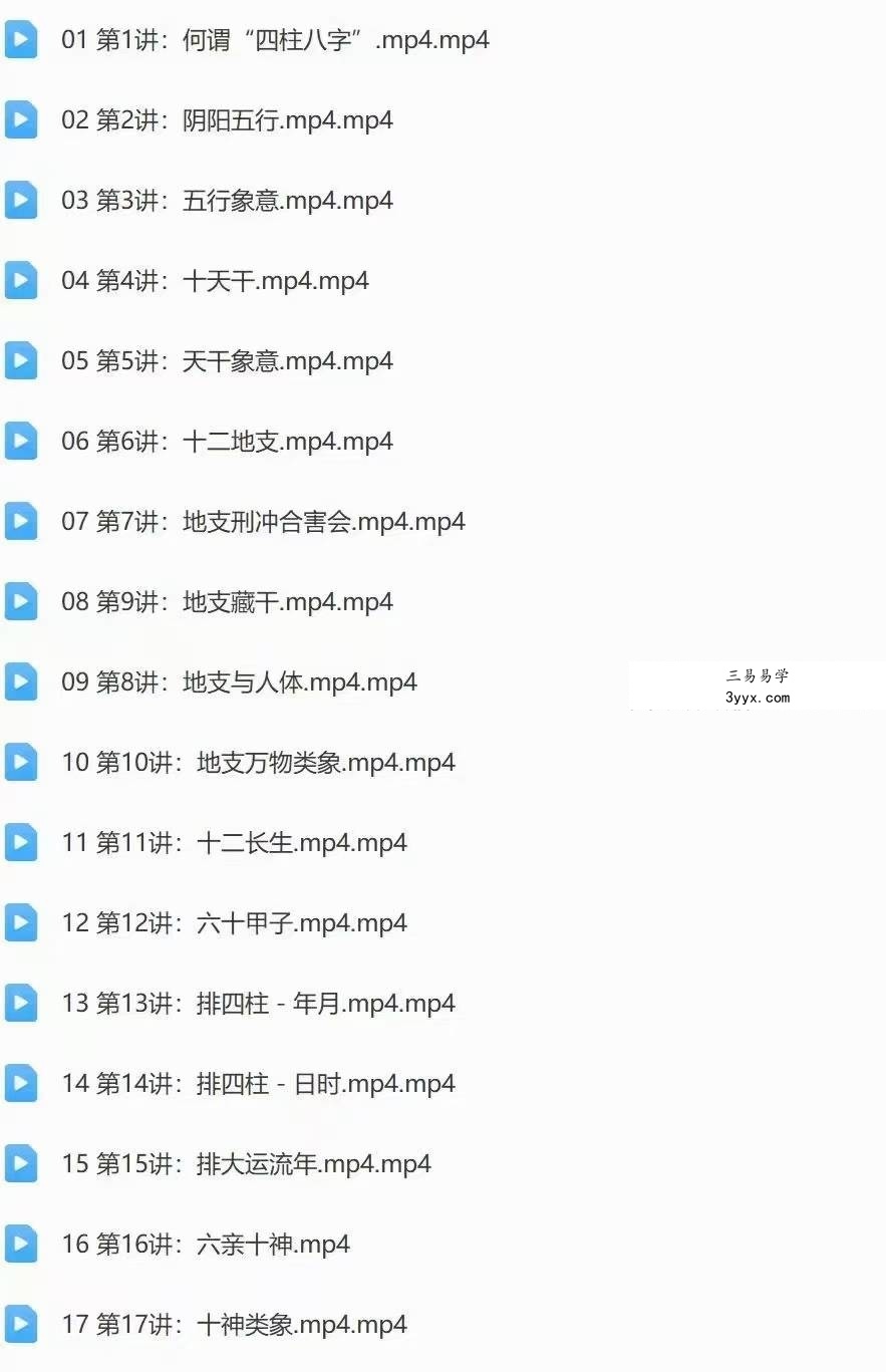 易晟 八字初中高级视频课程77集 资料图片