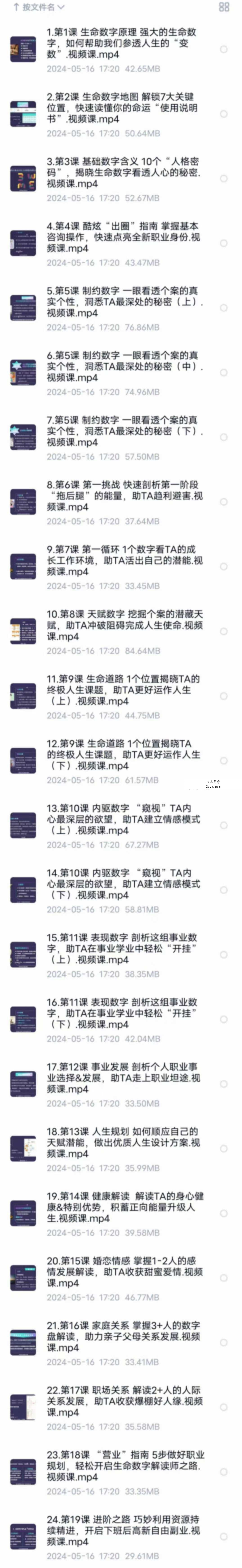 【生命数字】尹欣数字心理解读师初中高视频课程生命数字教程 资料图片