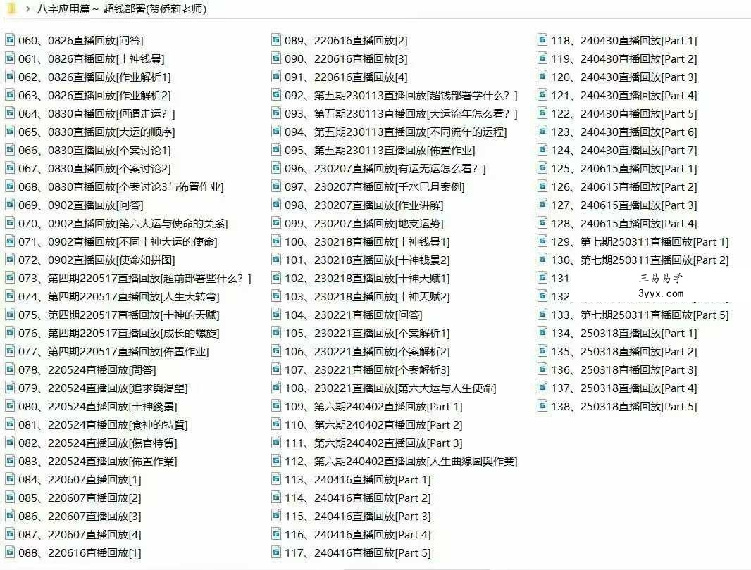 贺侨莉 八字应用篇（超前部署）137集 资料图片