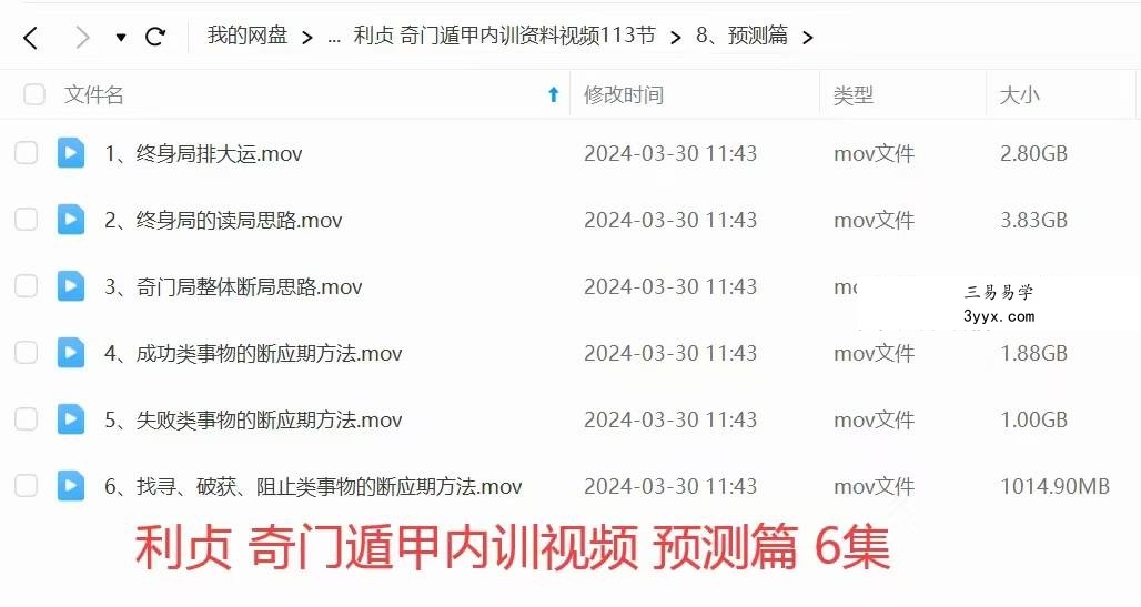 利贞 奇门遁甲内训资料视频113节+配套资料 资料图片