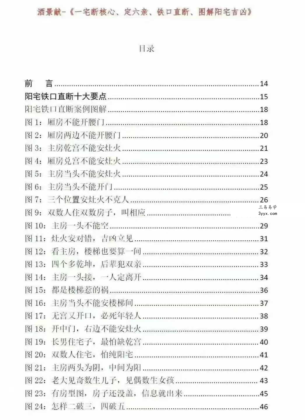 酒景献《一宅断核心、定六亲、铁口直断、图解阳宅吉凶》413页 资料图片