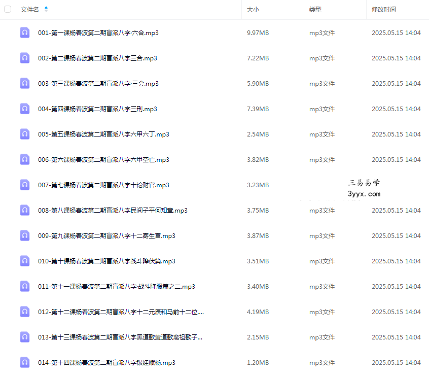 杨春波盲派禄命法网课、面授多套录音合集 资料图片