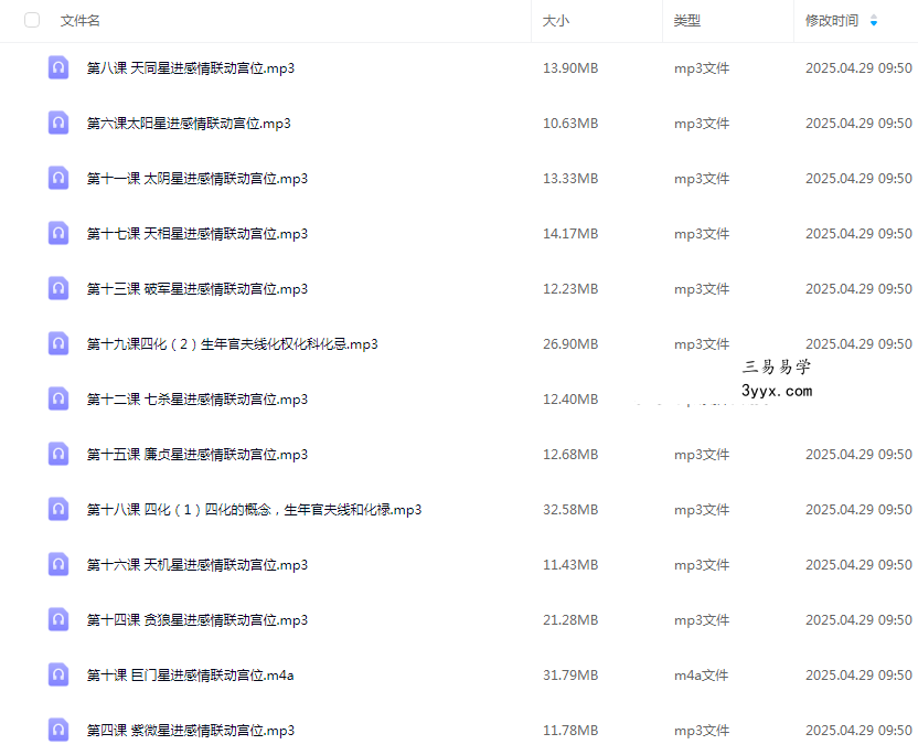 猪猪金水 紫微斗数情感专题 音频 26集 资料图片