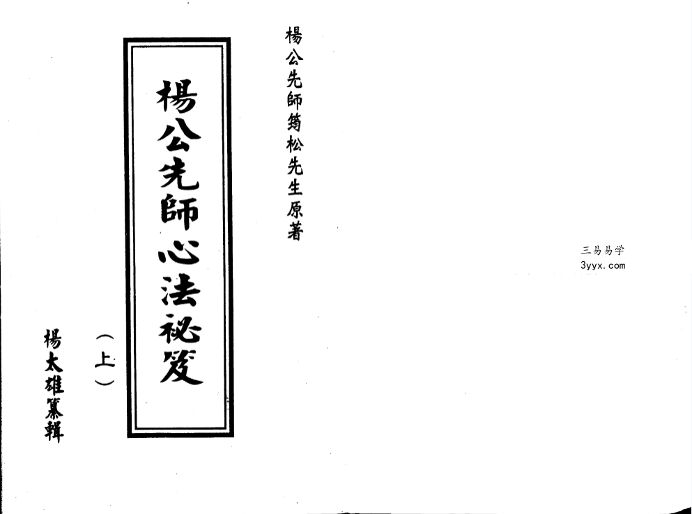 杨太雄《杨公先师心法秘笈》上册+下册 资料图片