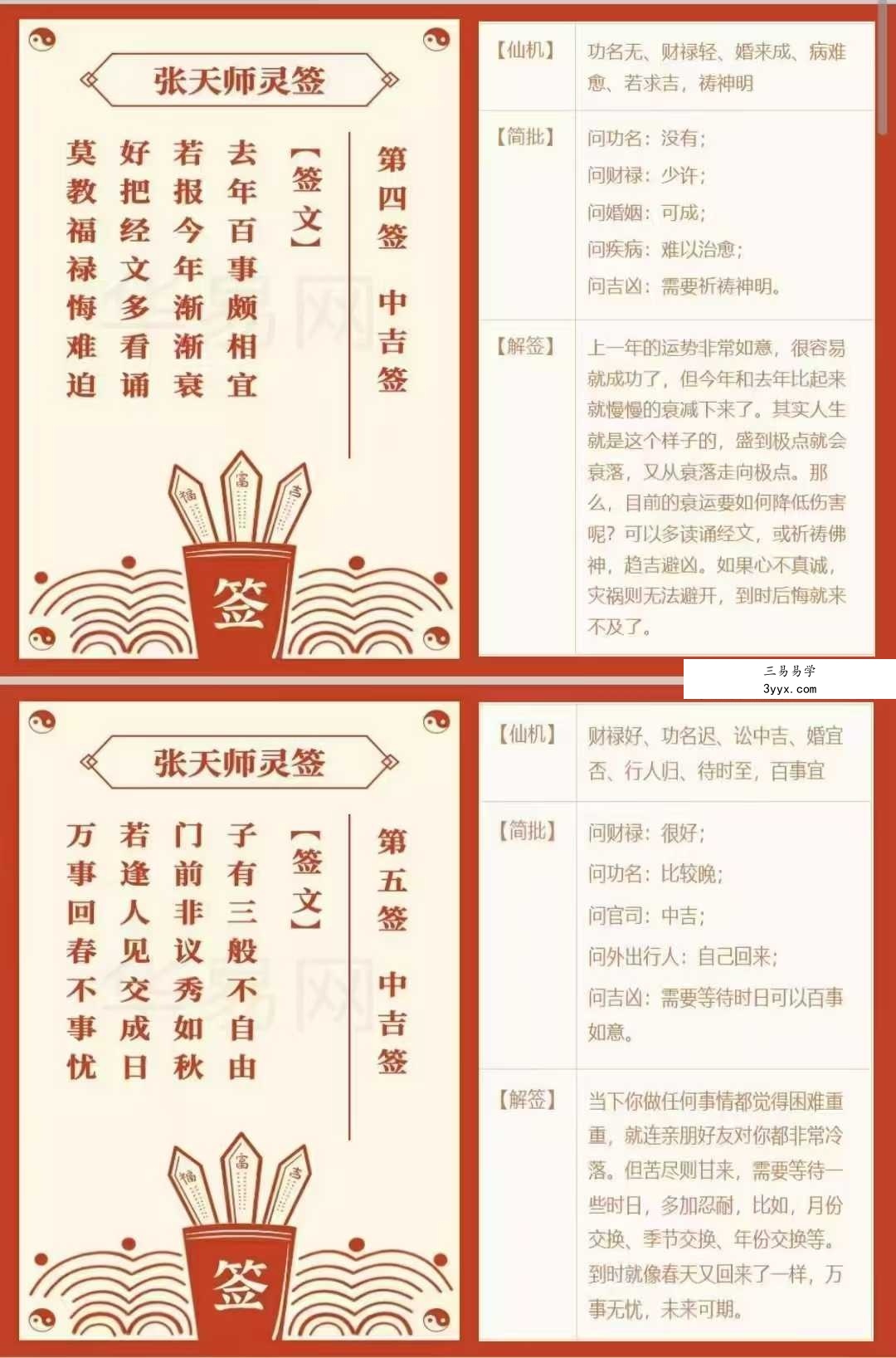 《张天师100灵签》101页 资料图片