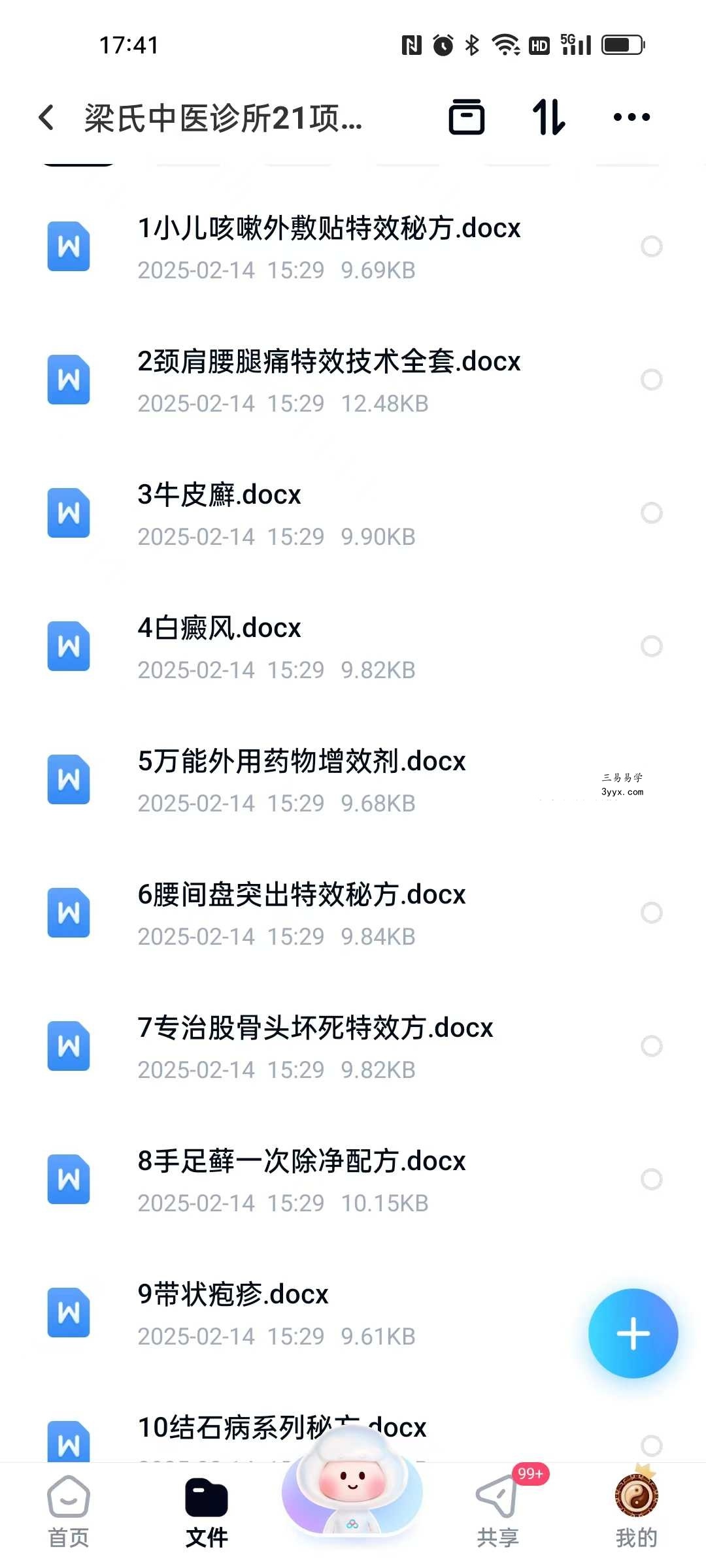 梁氏中医诊所21项临床经验特效技术函授资料 资料图片
