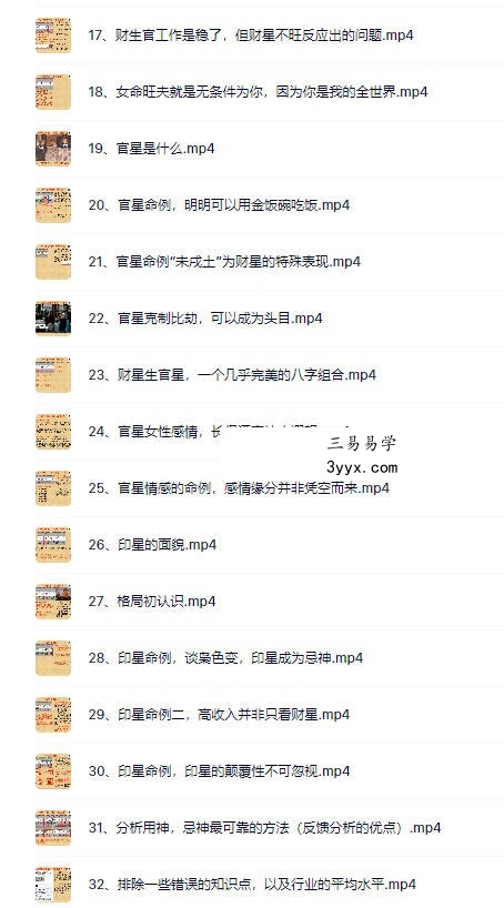 赖冠杨-八字命理全系列32集视频教学 资料图片