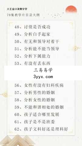 胡锦妍 70集金口诀数字视频课程 资料图片