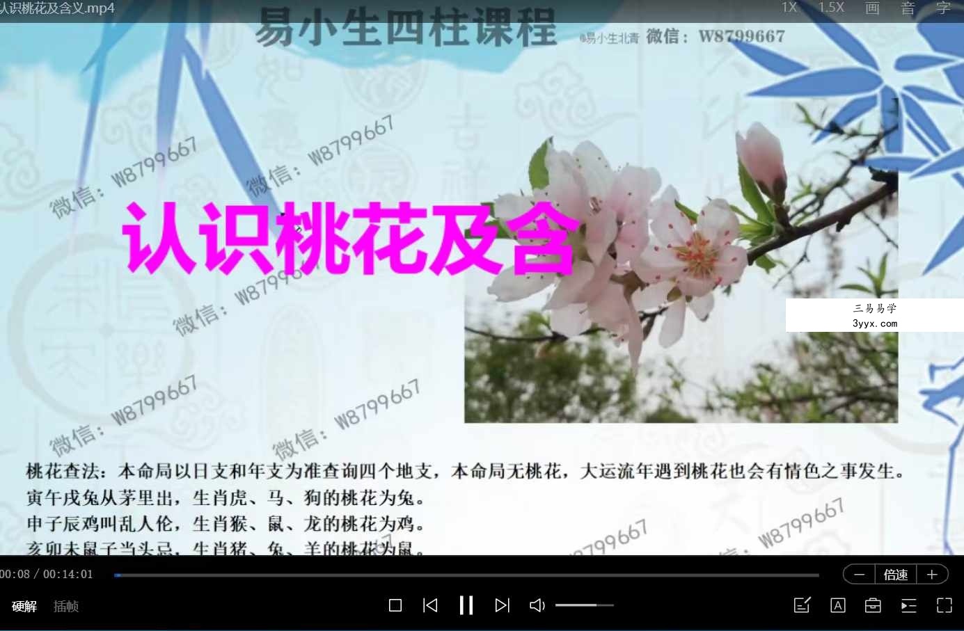 易小生四柱课程及风水布局（无进阶套路）全科班课八字全科班44集 资料图片