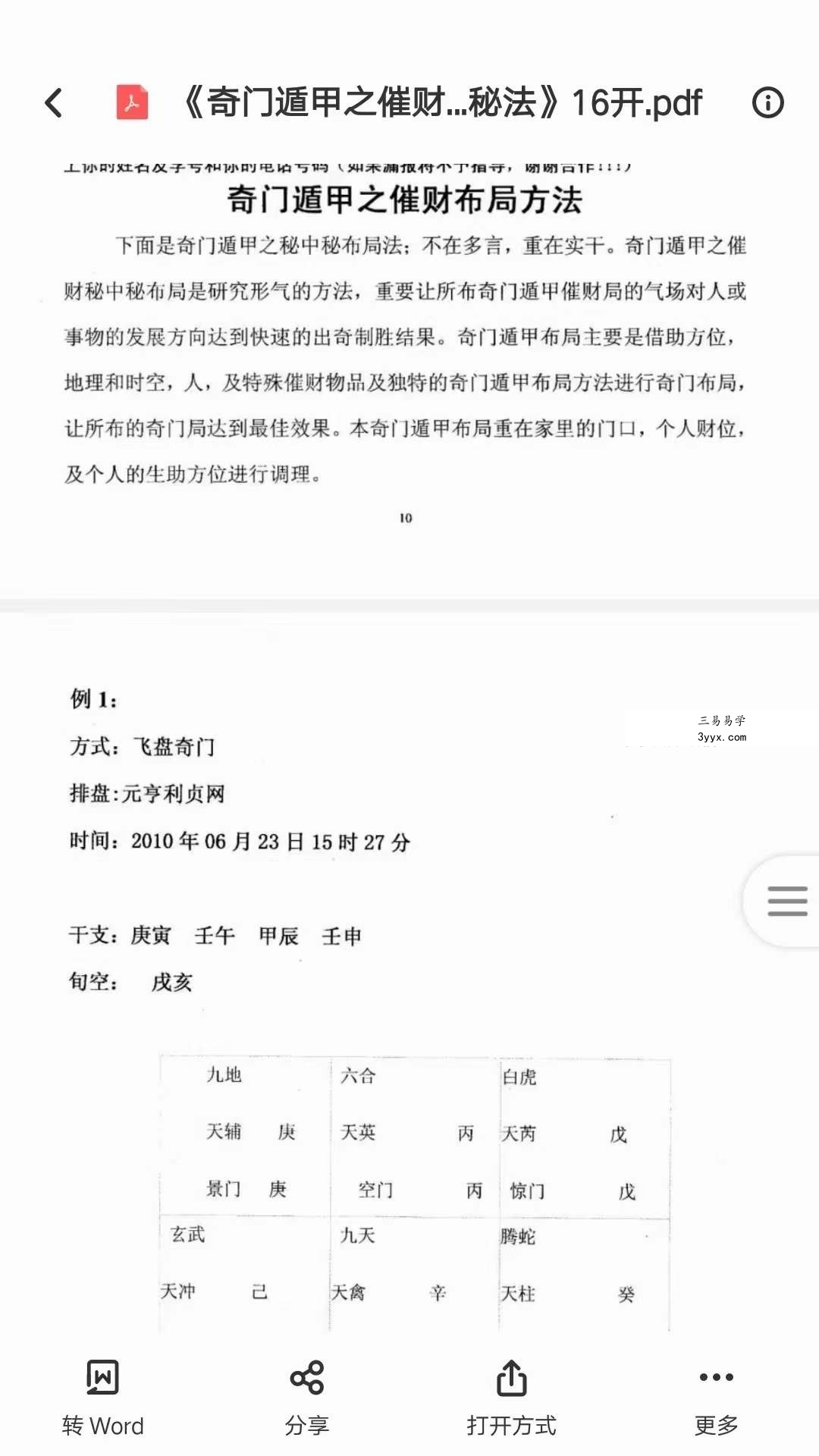 凉都 奇门遁甲之催财招财秘法布局函授17页 资料图片