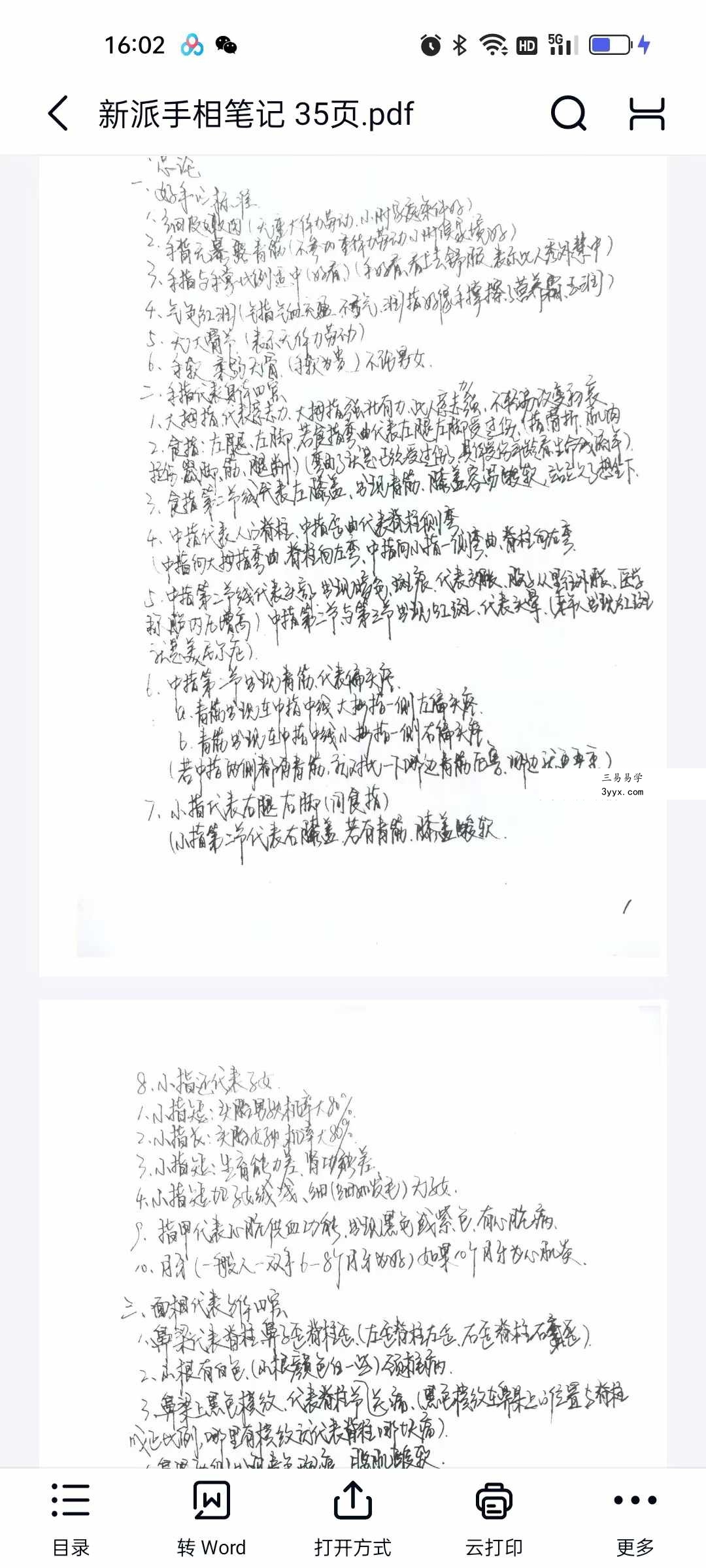 新派手相笔记 35页 资料图片
