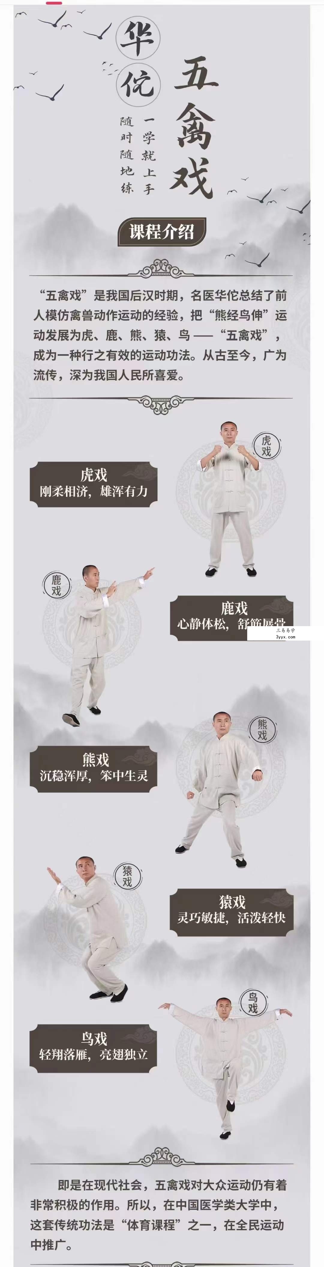 张志刚 华佗五禽戏 中医学院名师教学跟练视频课18集 资料图片