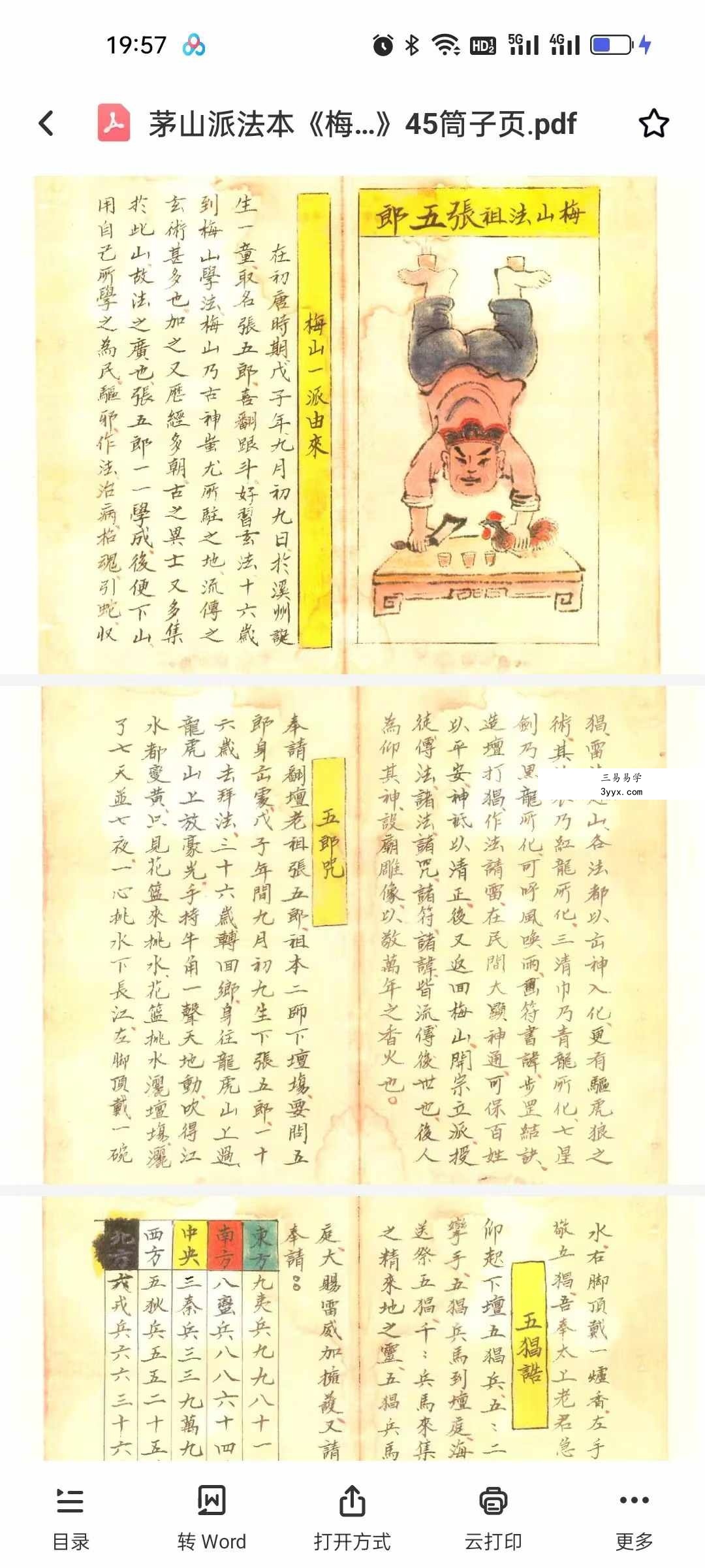 茅山派法本《梅山道医秘诀》45筒子页 资料图片