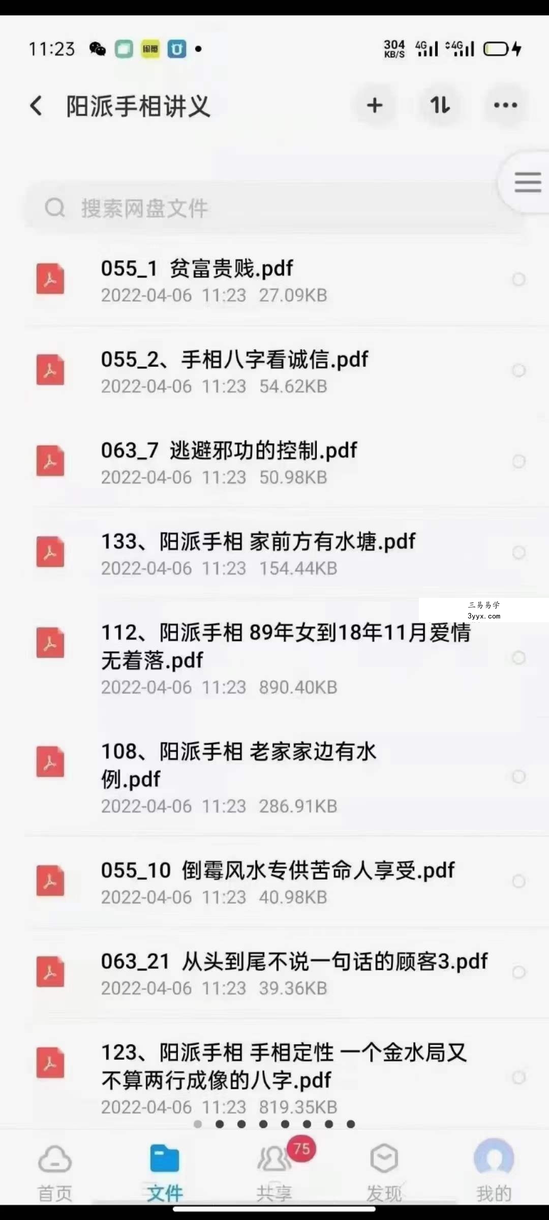 云南腾冲阳栳司《阳派手相讲义文档》79份 资料图片
