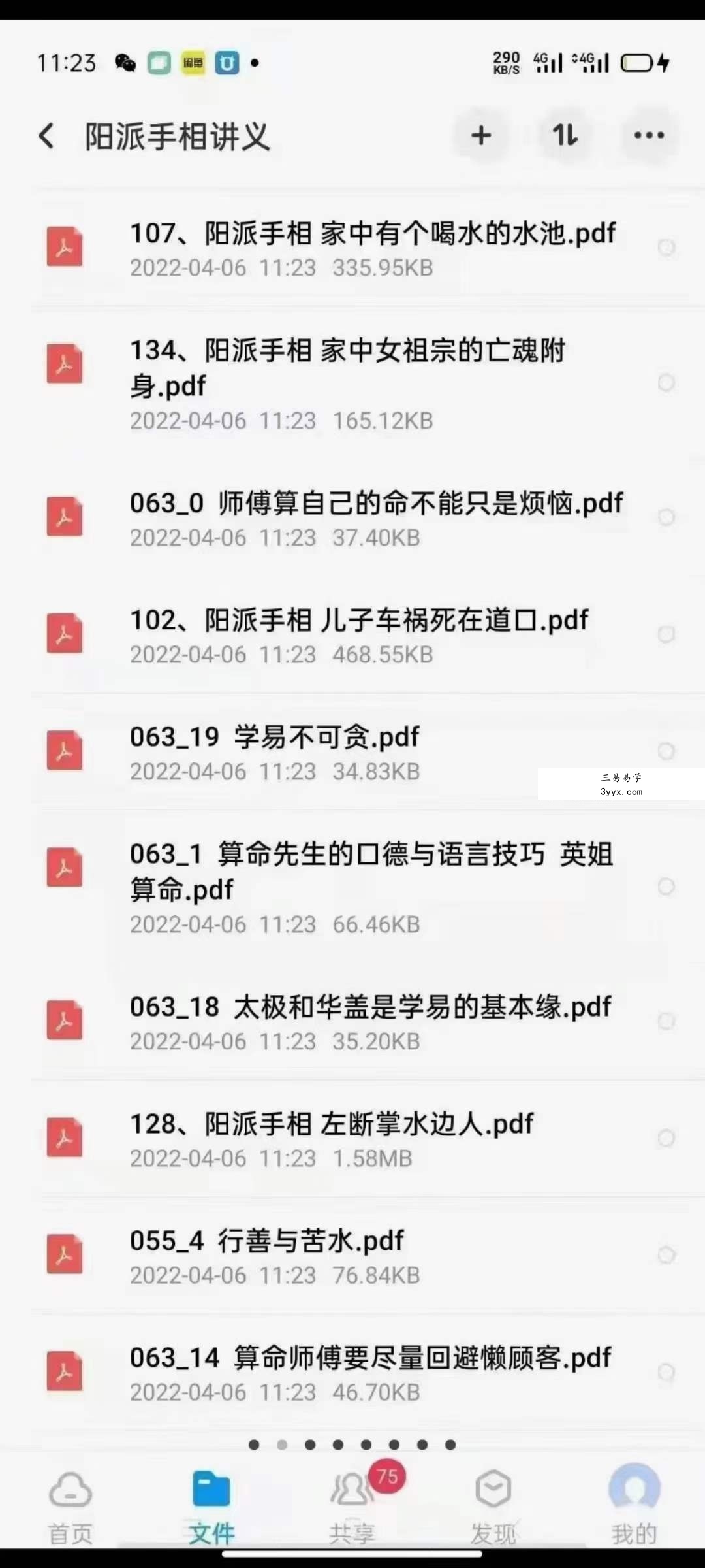 云南腾冲阳栳司《阳派手相讲义文档》79份 资料图片
