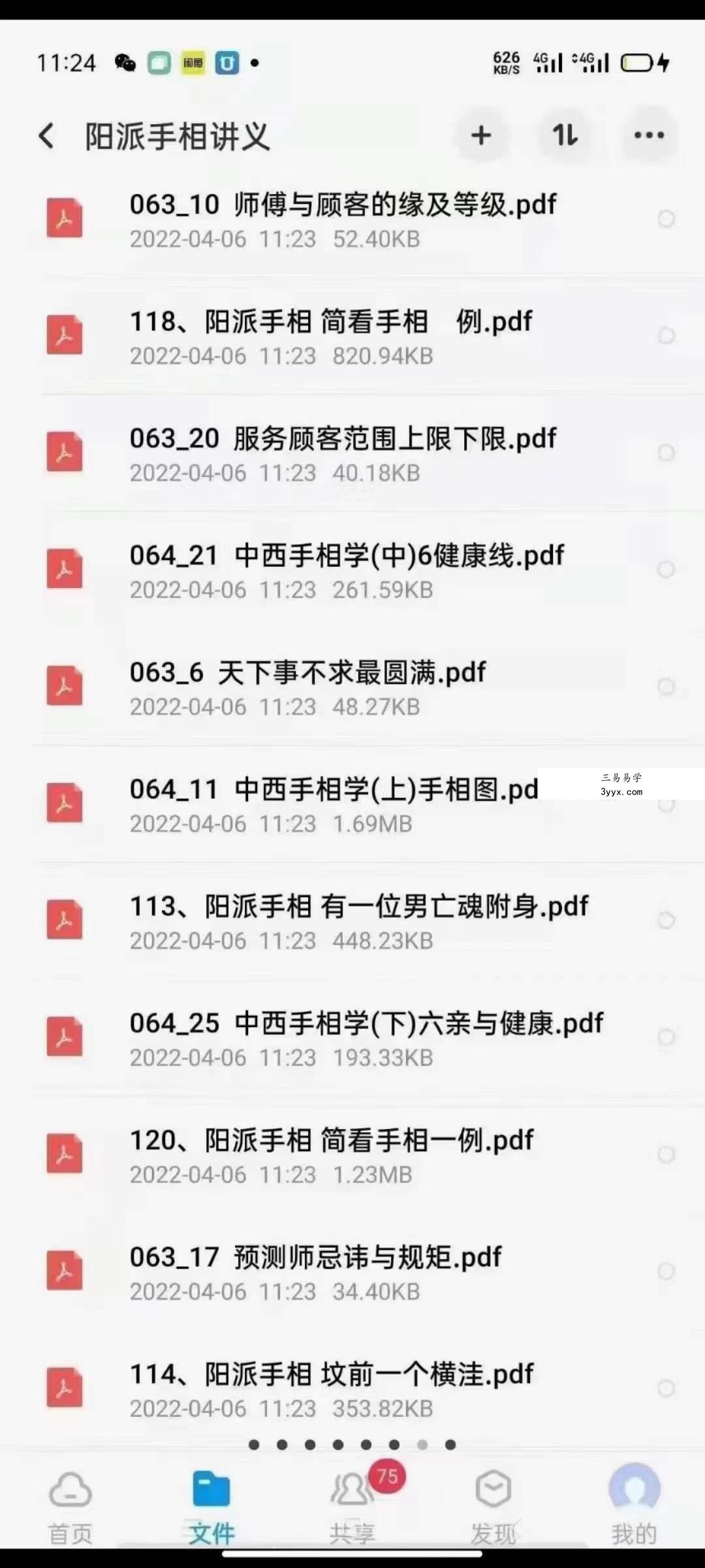 云南腾冲阳栳司《阳派手相讲义文档》79份 资料图片