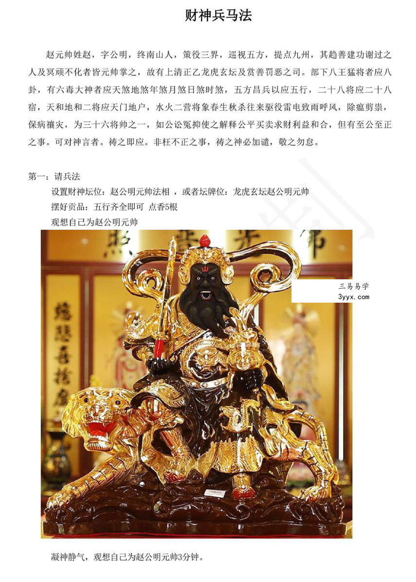 财神兵马赵公明赵元帅财神兵马法 视频+文档 资料图片