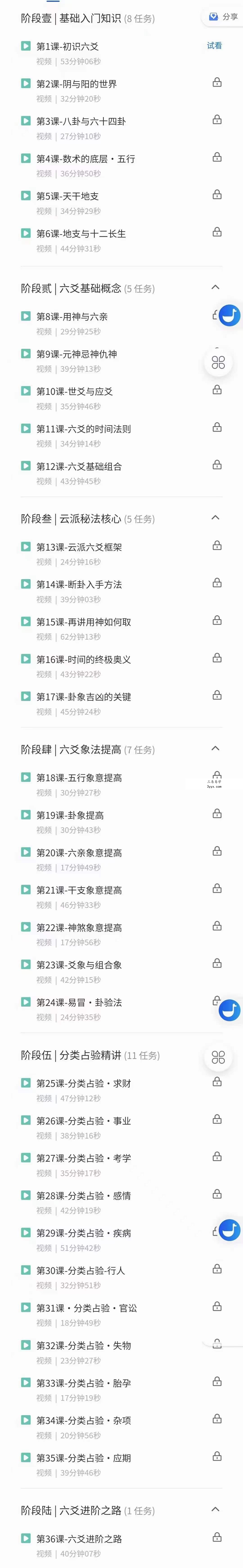 云派六爻秘法课程，视频带字幕 资料图片